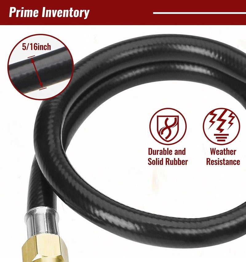CALPOSE 2 Feet Propane Hose with Regulator & Gauge, Universal Gas Grill Regulator for Blackstone 28''/36'' Griddle, Weber Grill, Propane fire Pit and More, 3/8" Female Flare for Most LP Gas Grills - Image 2